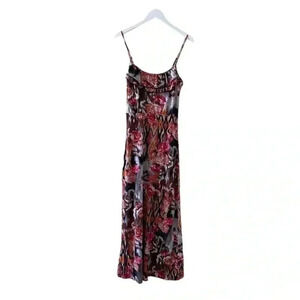 Degrees Floral Spaghetti Strap Ruffle Maxi Bohemian Festival  Dress SZ M #1009